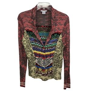 Alison Sheri Women's Cardigan Sweater Size S Buttons Colorful Knit Boho